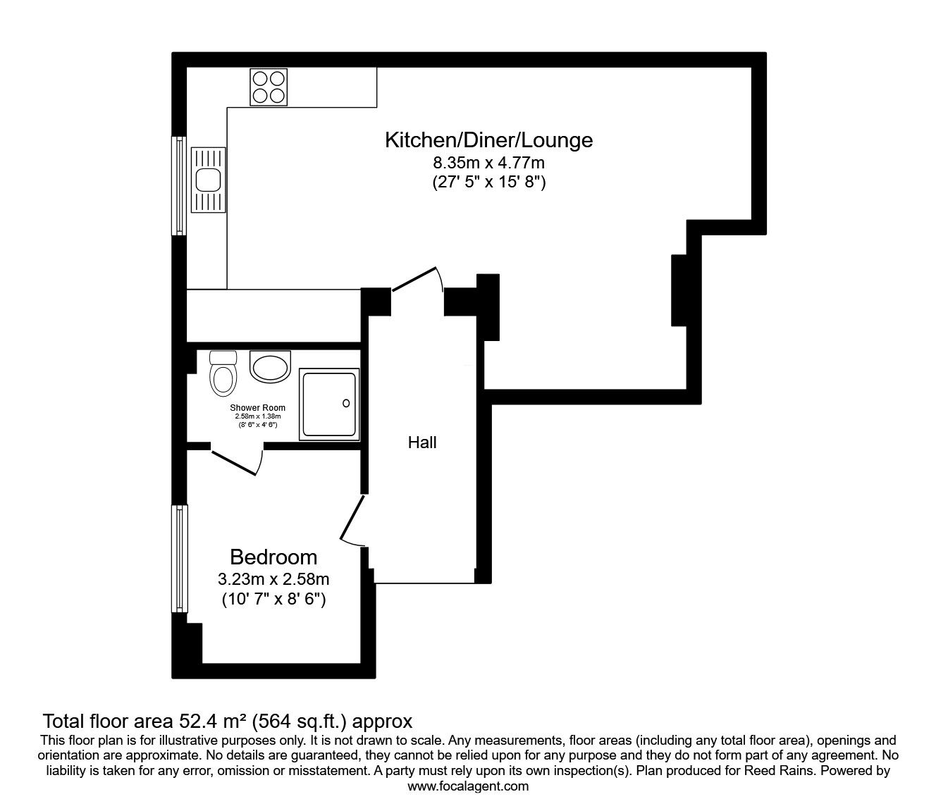 Floorplan of 1 bedroom  Flat for sale, Oxford Street, Sheffield, South Yorkshire, S6