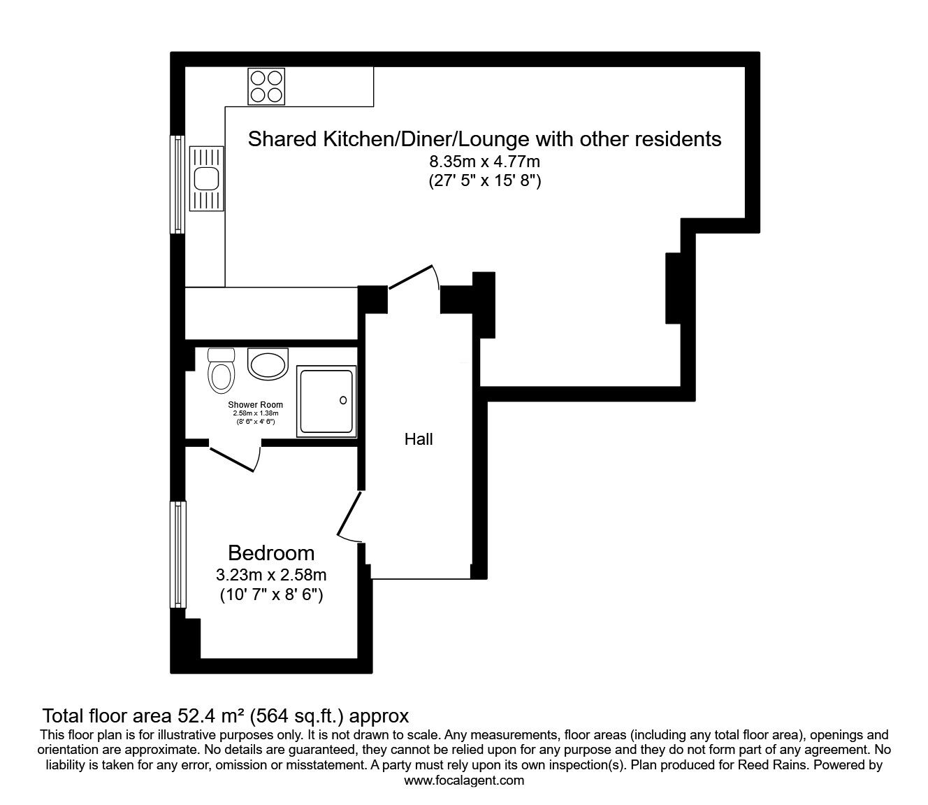 Floorplan of 1 bedroom  Flat for sale, Oxford Street, Sheffield, South Yorkshire, S6