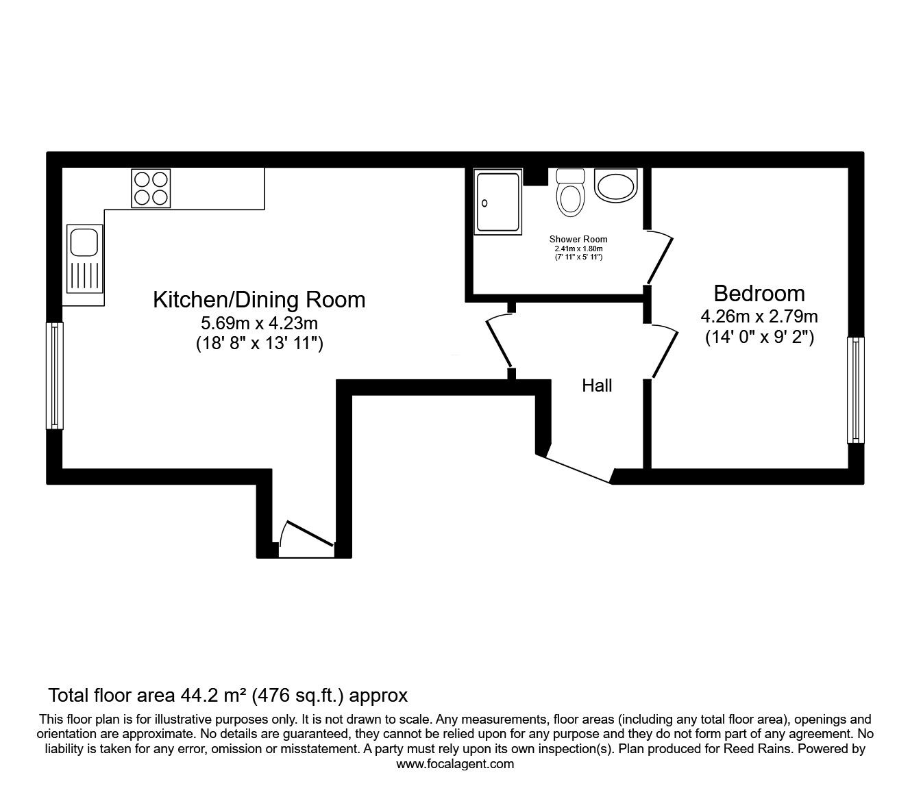 Floorplan of 1 bedroom  Flat for sale, Oxford Street, Sheffield, South Yorkshire, S6