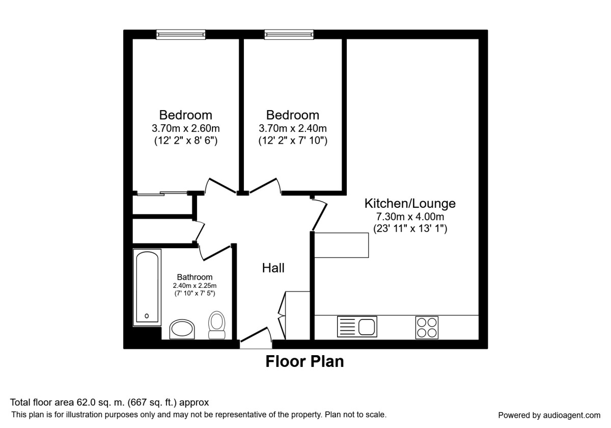 Floorplan of 2 bedroom  Flat for sale, Millsands, Sheffield, South Yorkshire, S3