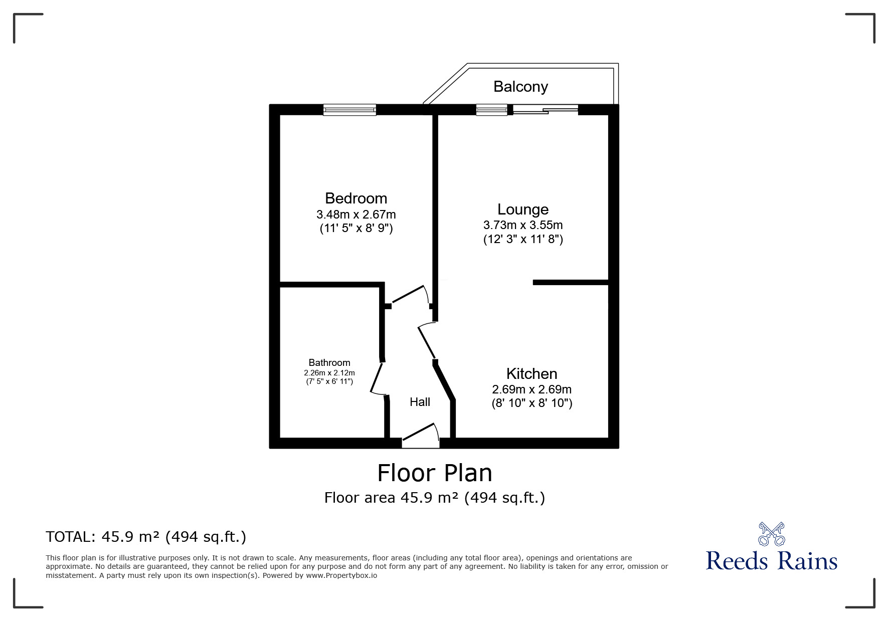 Floorplan of 1 bedroom  Flat to rent, Ecclesall Road, Sheffield, South Yorkshire, S11