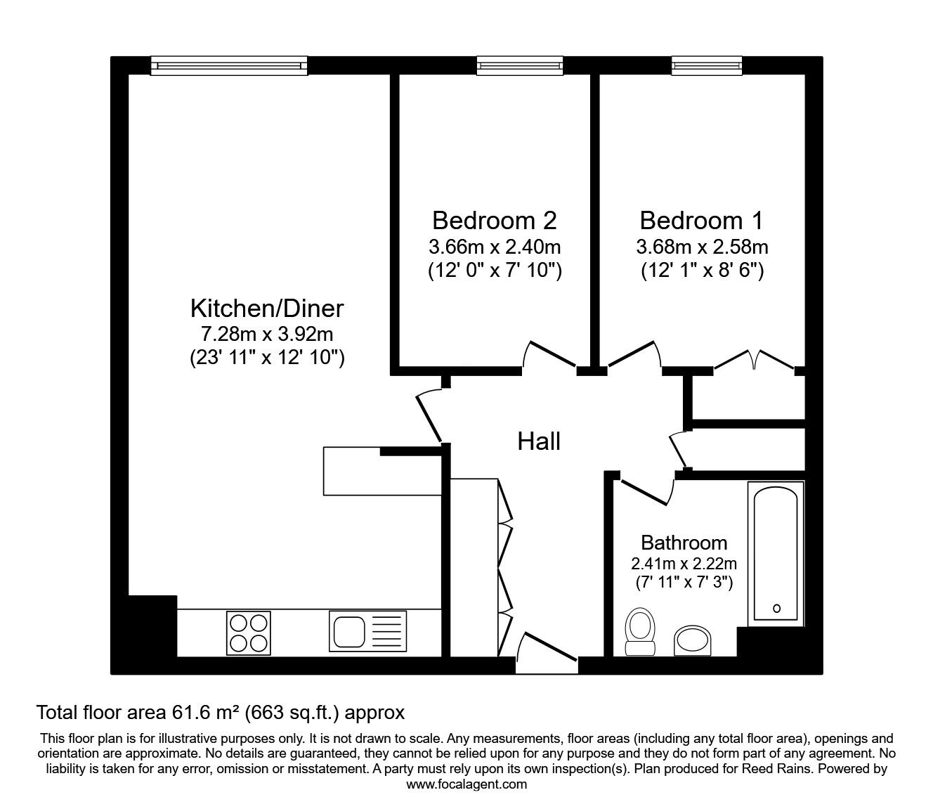 Floorplan of 2 bedroom  Flat for sale, Millsands, Sheffield, South Yorkshire, S3