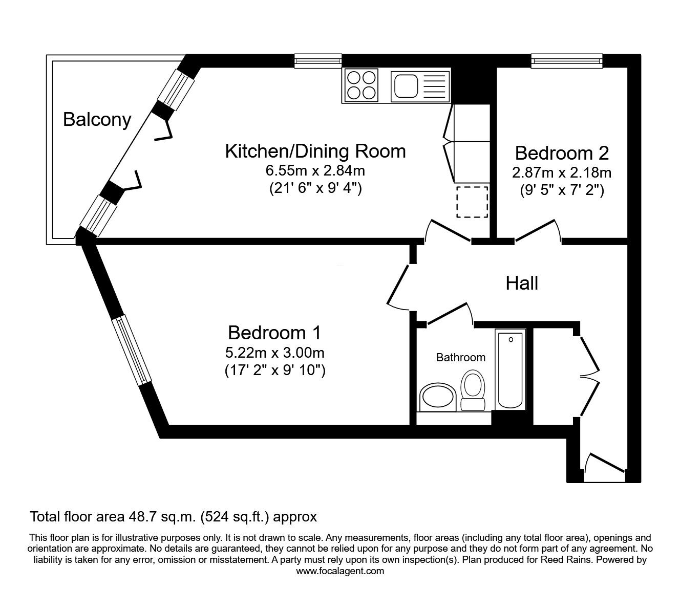 Floorplan of 2 bedroom  Flat for sale, Dun Fields, Sheffield, South Yorkshire, S3