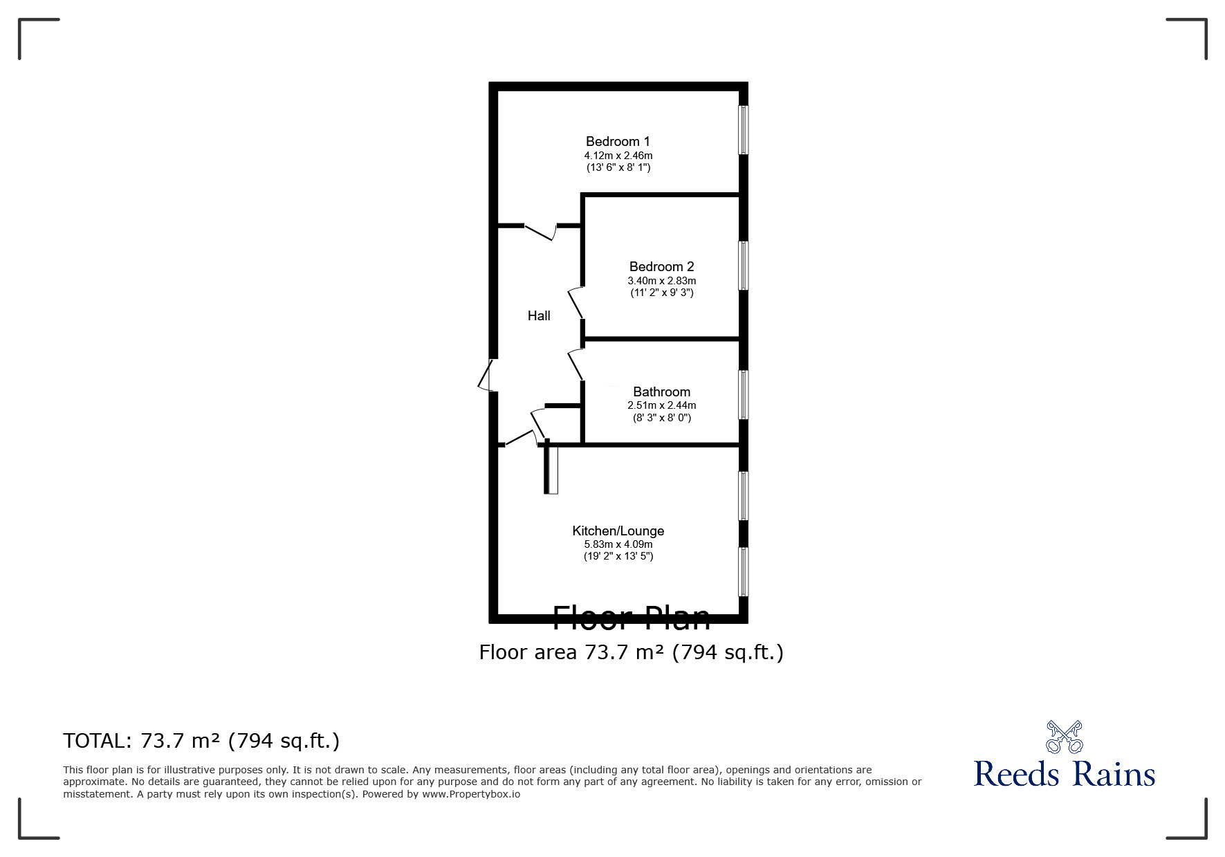 Floorplan of 2 bedroom  Flat to rent, Fornham Street, Sheffield, South Yorkshire, S2