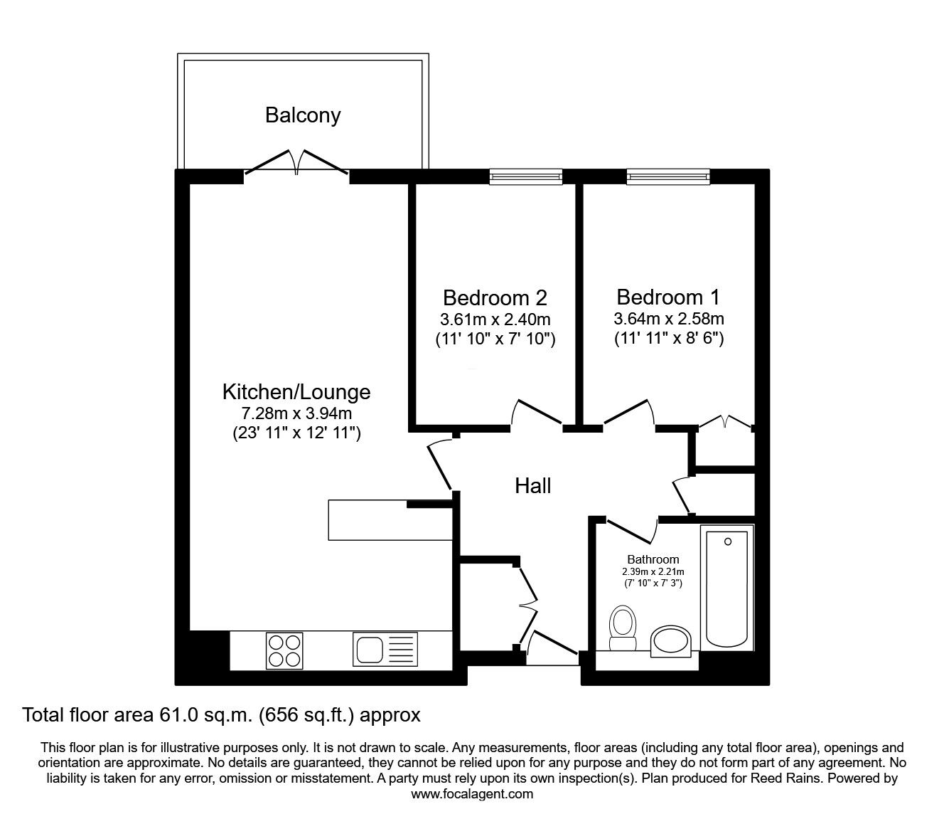 Floorplan of 2 bedroom  Flat for sale, Millsands, Sheffield, South Yorkshire, S3