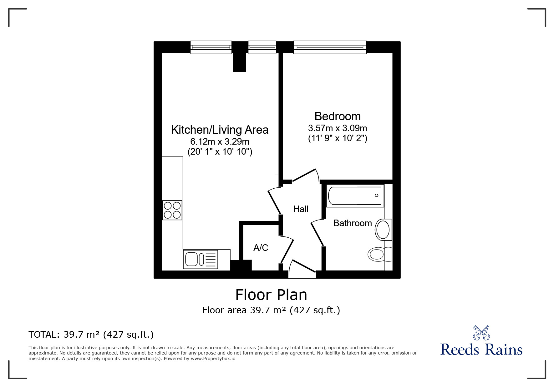 Floorplan of 1 bedroom  Flat for sale, West Bar, Sheffield, South Yorkshire, S3