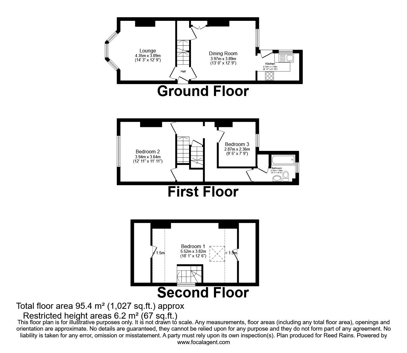 Floorplan of 3 bedroom Mid Terrace House for sale, Westmoreland Street, Sheffield, South Yorkshire, S6