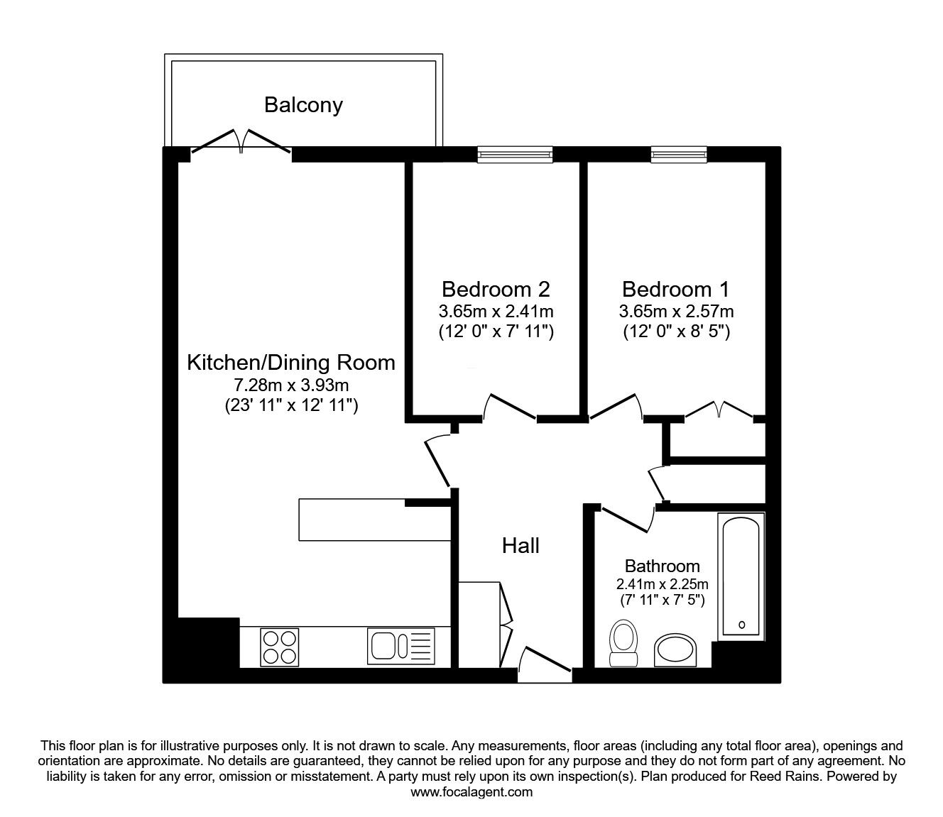 Floorplan of 2 bedroom  Flat for sale, Millsands, Sheffield, South Yorkshire, S3