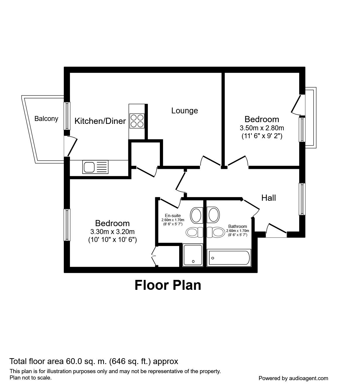 Floorplan of 2 bedroom  Flat for sale, Harrow Street, Sheffield, South Yorkshire, S11