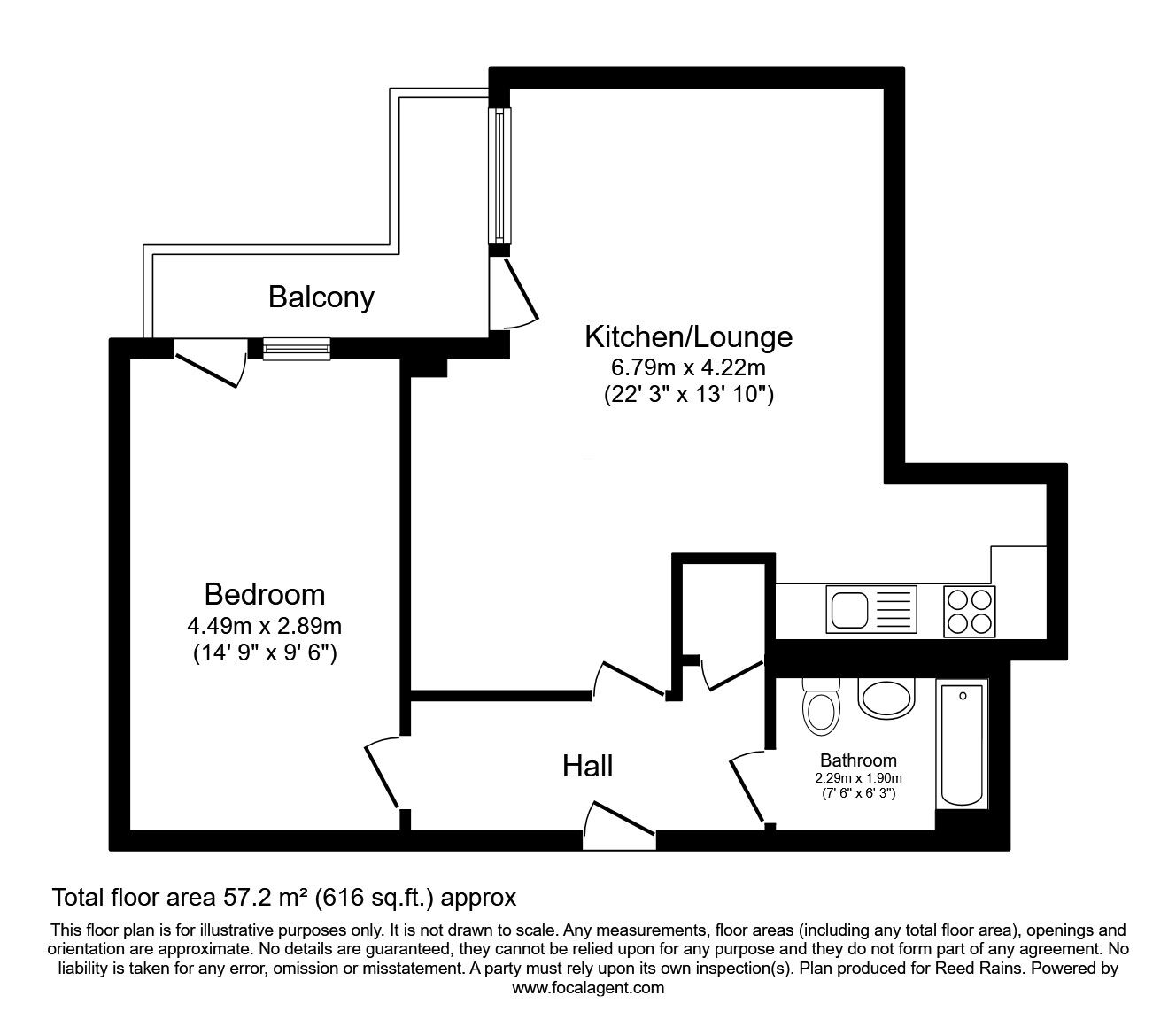 Floorplan of 1 bedroom  Flat to rent, Bailey Street, Sheffield, South Yorkshire, S1