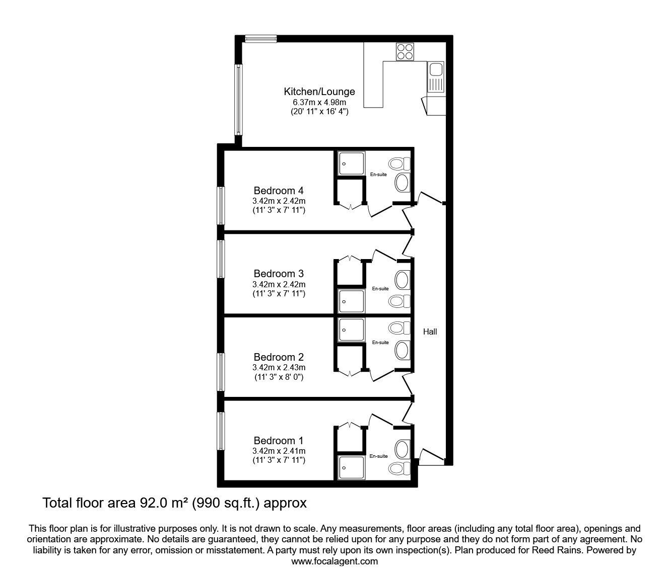 Floorplan of 4 bedroom  Flat for sale, Edward Street, Sheffield, South Yorkshire, S3