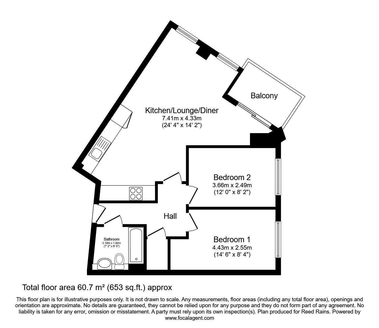 Floorplan of 2 bedroom  Flat for sale, Chatham Street, Sheffield, South Yorkshire, S3