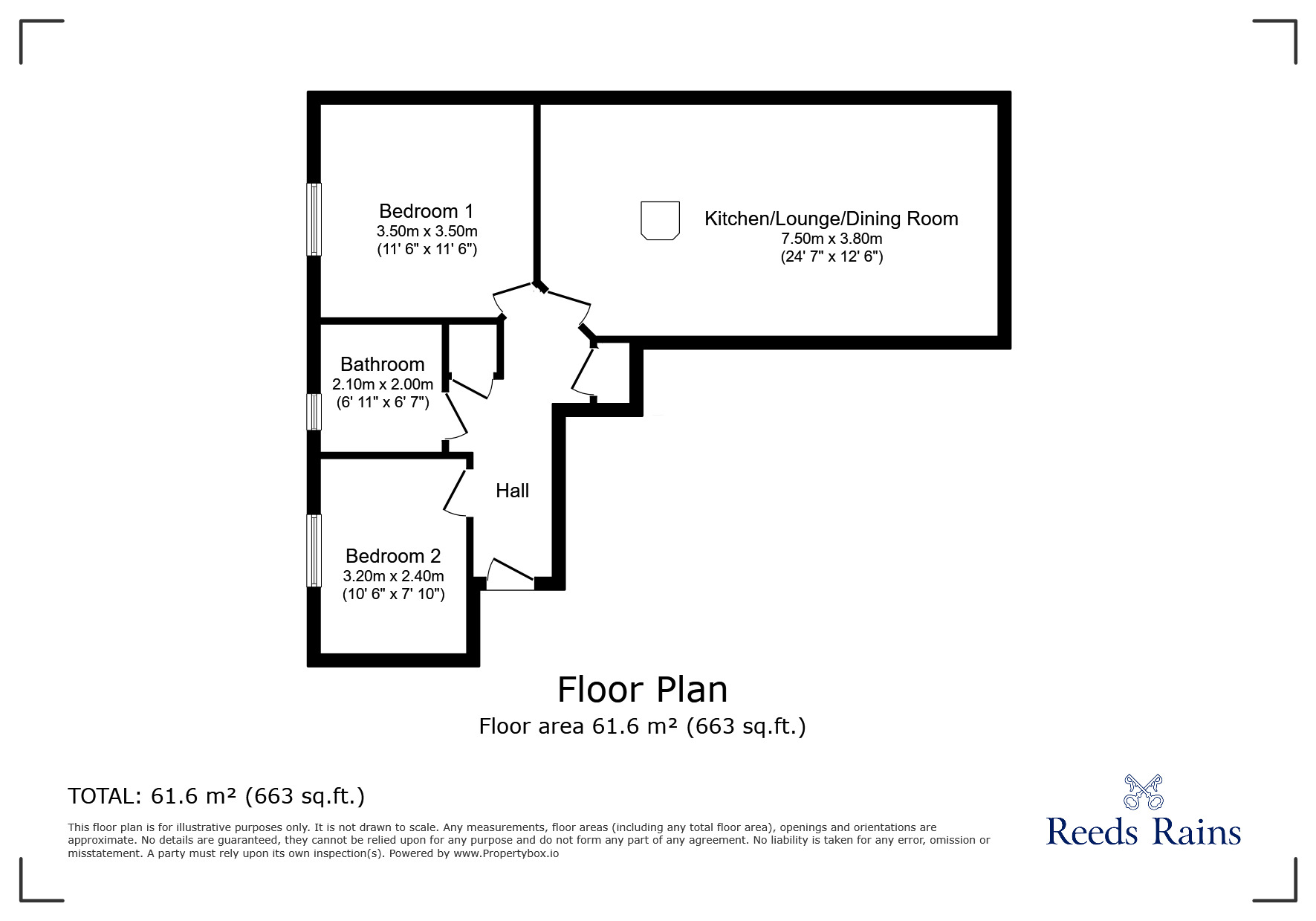 Floorplan of 2 bedroom  Flat for sale, Cross Bedford Street, Sheffield, South Yorkshire, S6