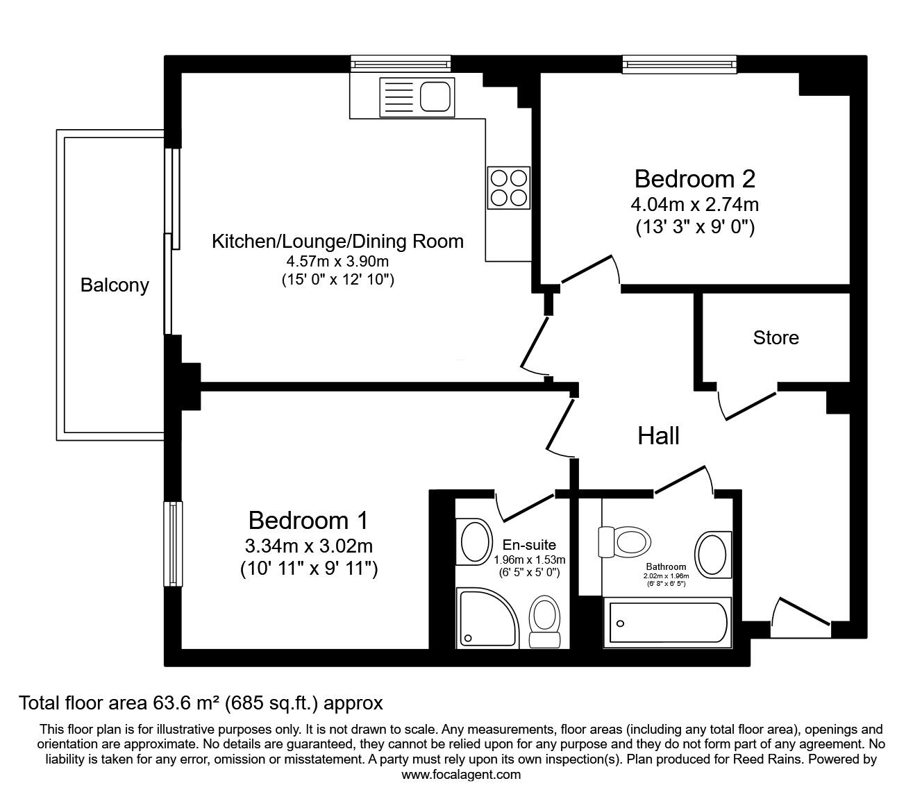 Floorplan of 2 bedroom  Flat for sale, Scotland Street, Sheffield, South Yorkshire, S3