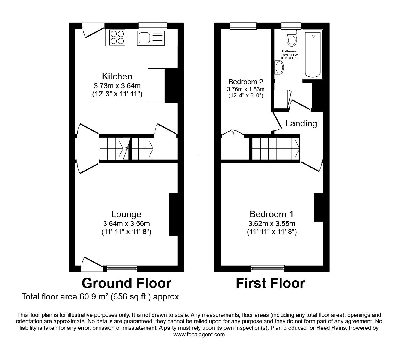 Floorplan of 2 bedroom Mid Terrace House for sale, Lancing Road, Sheffield, South Yorkshire, S2