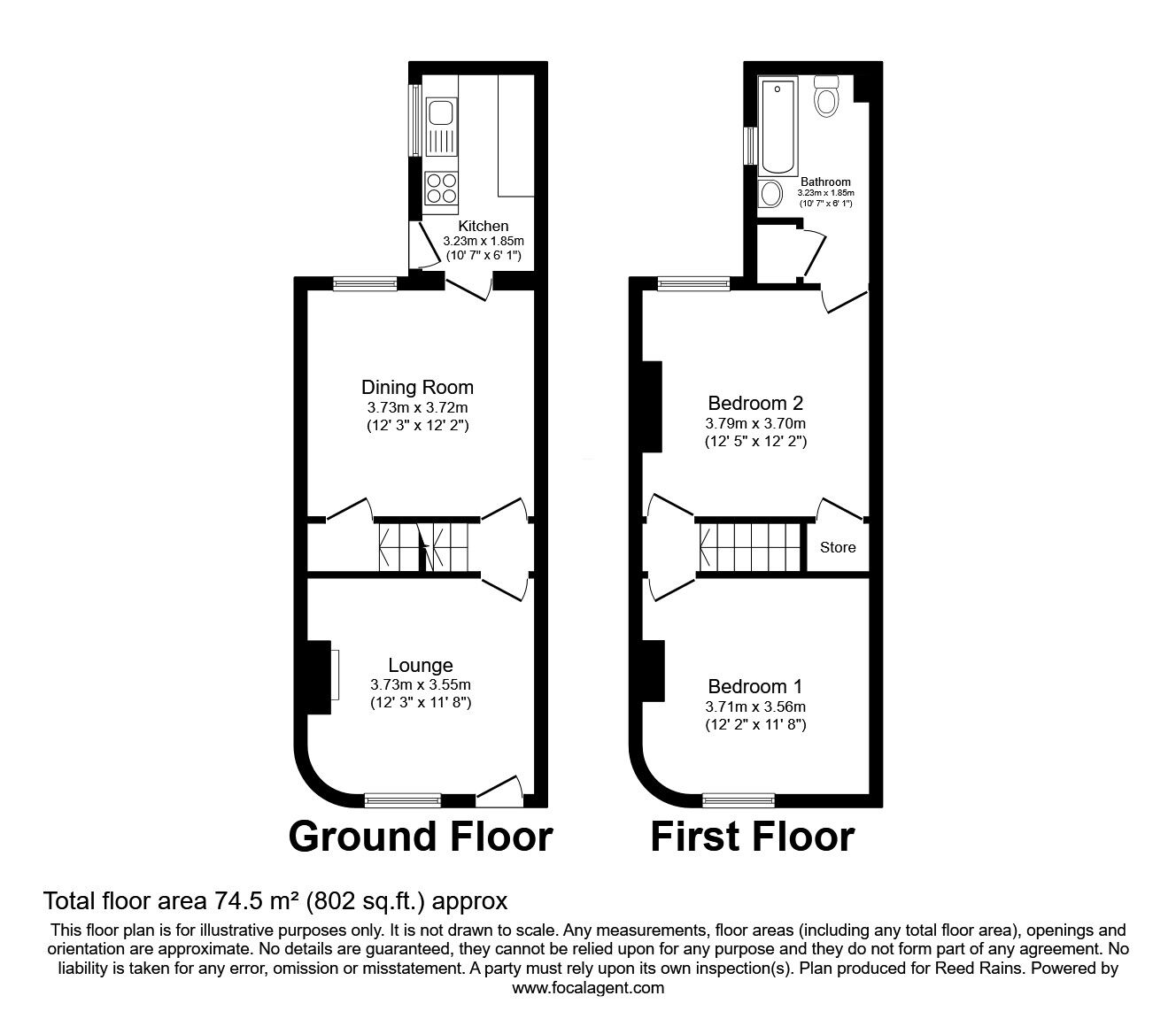 Floorplan of 2 bedroom Mid Terrace House for sale, Lancing Road, Sheffield, South Yorkshire, S2