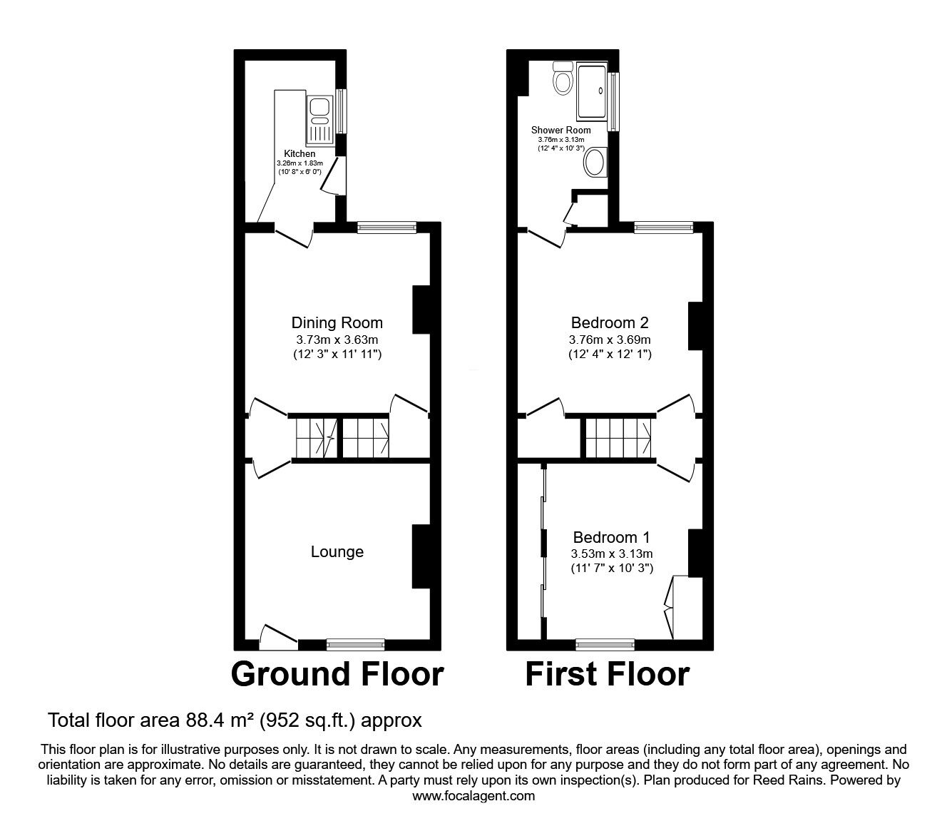 Floorplan of 2 bedroom Mid Terrace House for sale, Lancing Road, Sheffield, South Yorkshire, S2