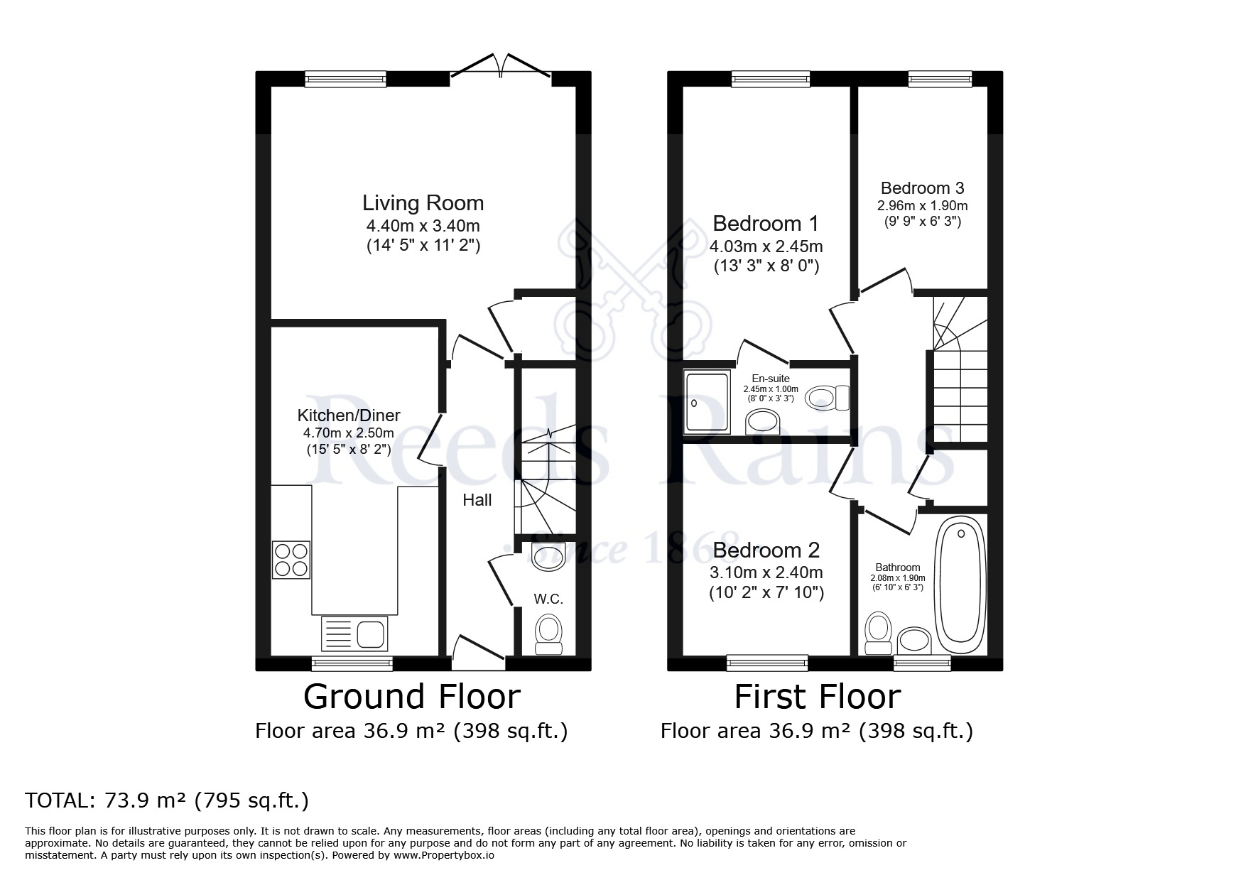 Floorplan of 3 bedroom Semi Detached House for sale, Church Court, Barlby, North Yorkshire, YO8