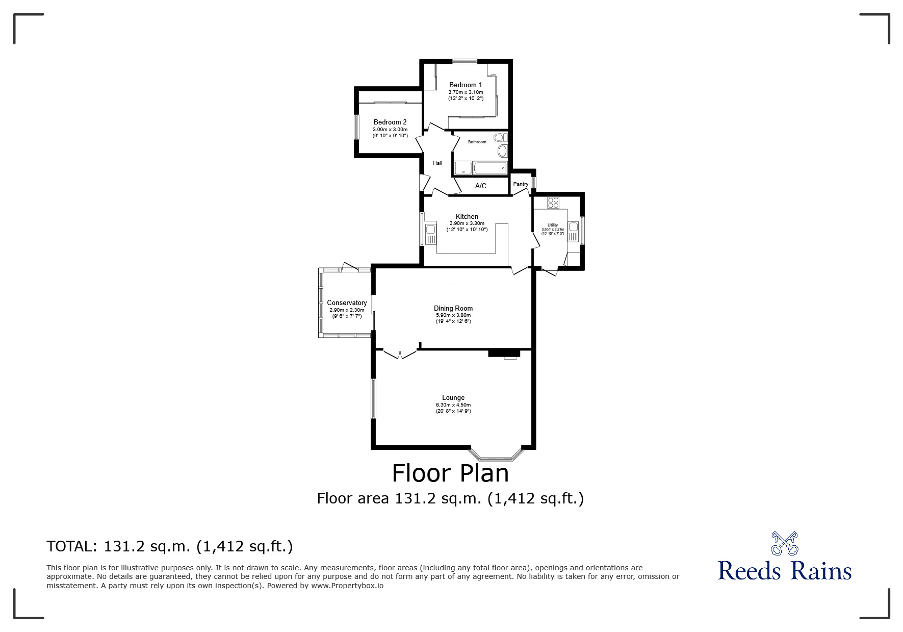 Floorplan of 2 bedroom Detached Bungalow for sale, Station Road, Hensall, North Yorkshire, DN14