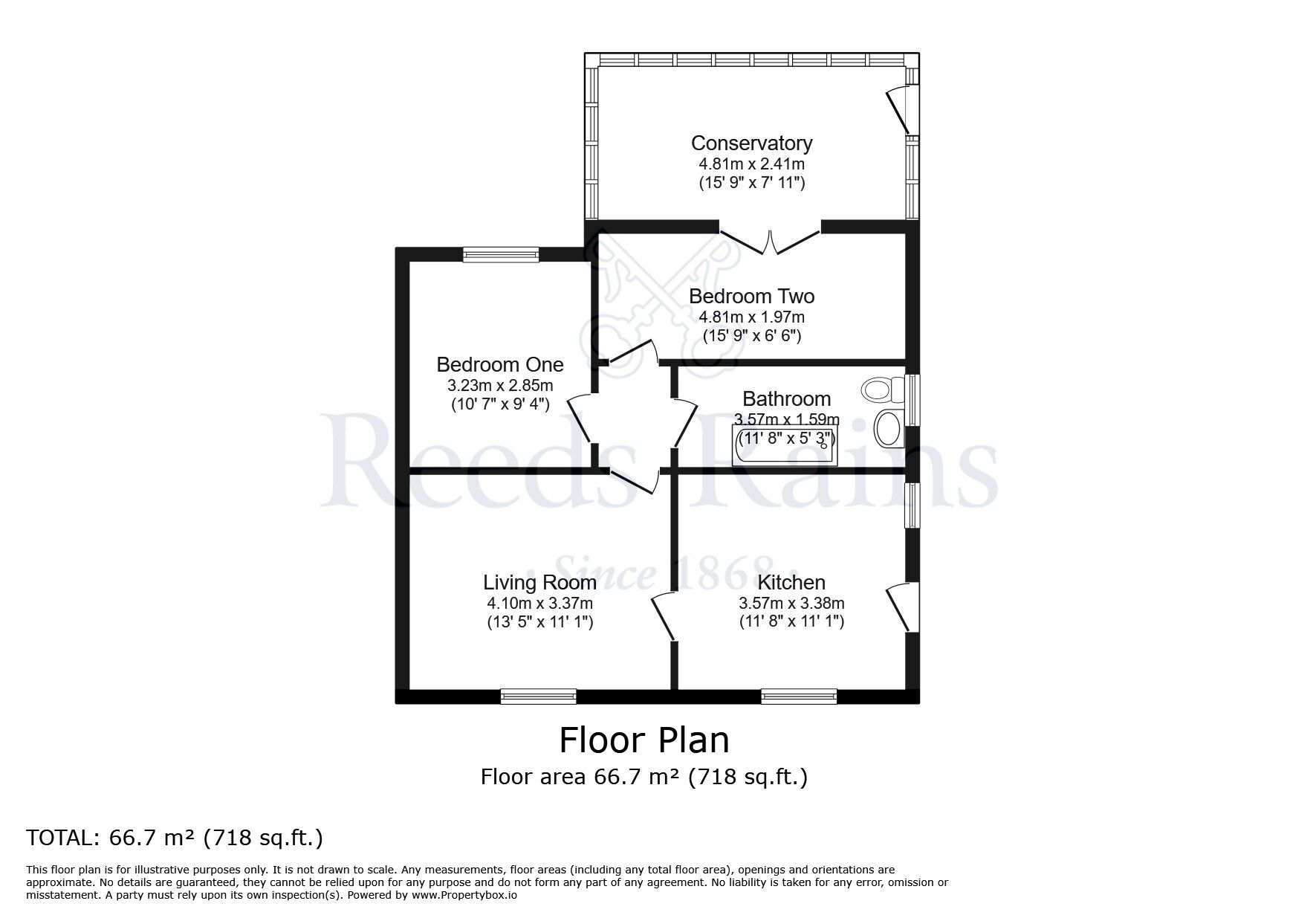 Floorplan of 2 bedroom Semi Detached Bungalow for sale, Church Walk, Wistow, North Yorkshire, YO8