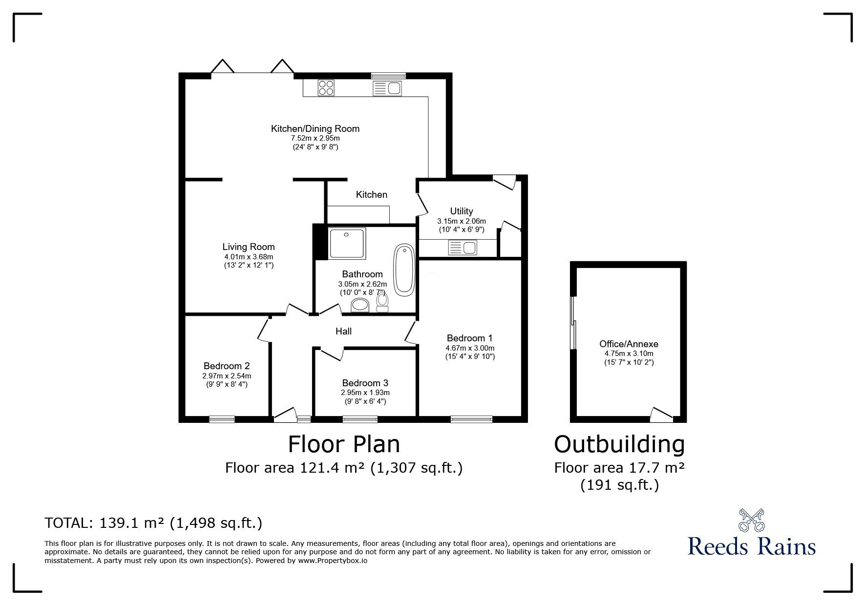 Floorplan of 3 bedroom Detached Bungalow for sale, Wistow Road, Selby, North Yorkshire, YO8