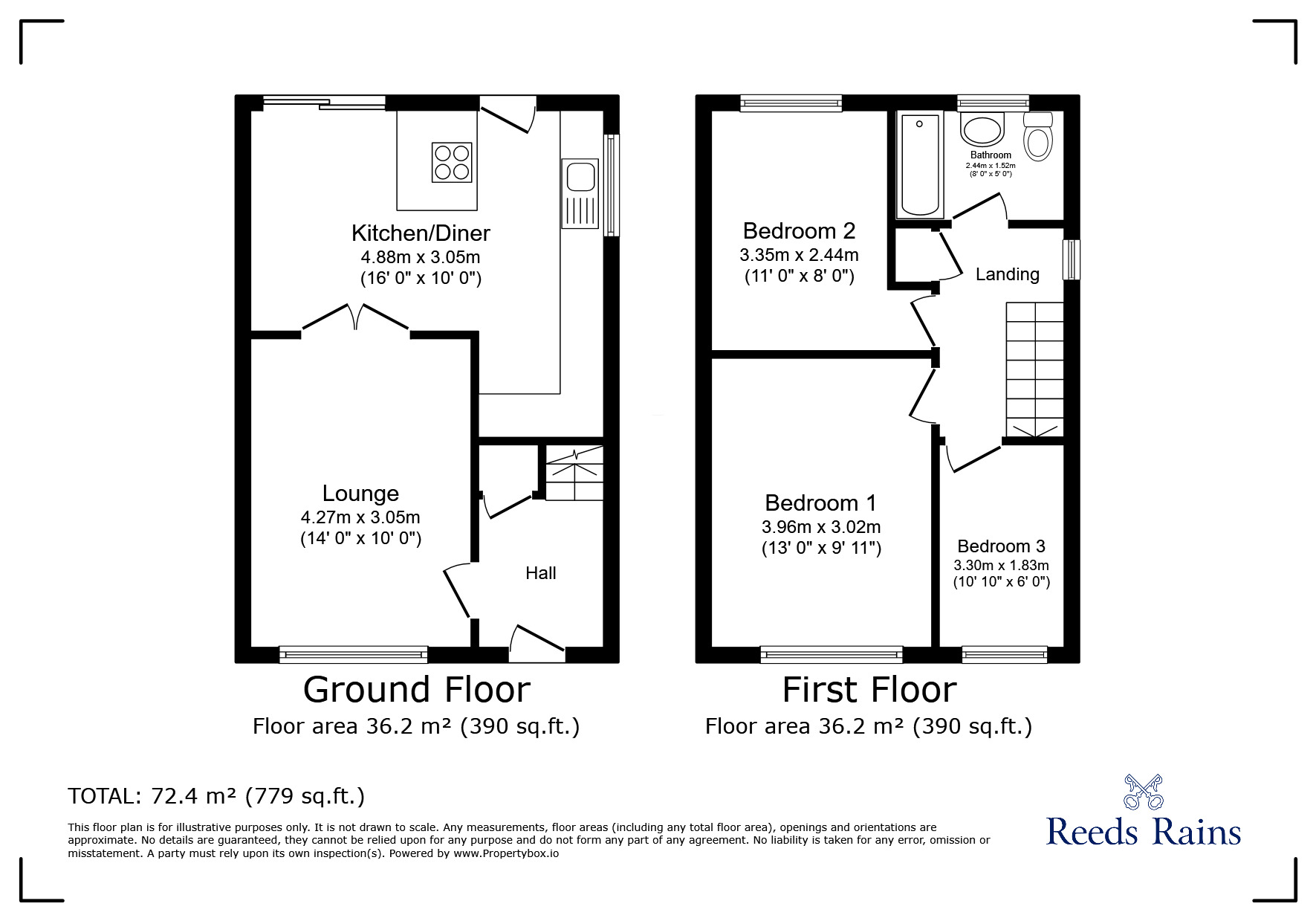 Floorplan of 3 bedroom Semi Detached House for sale, Park Grove, Brayton, North Yorkshire, YO8