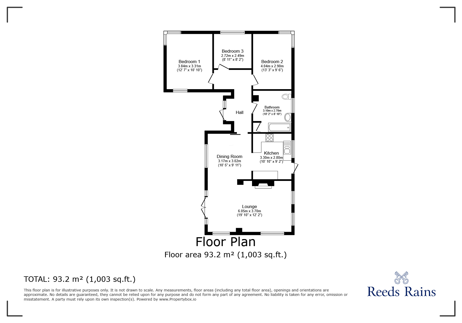 Floorplan of 3 bedroom Detached Bungalow for sale, Mill Lane, Brayton, North Yorkshire, YO8