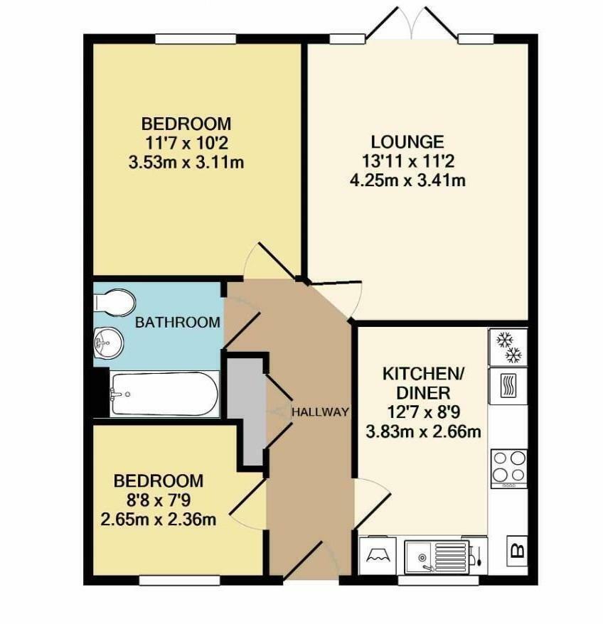 Floorplan of 2 bedroom Semi Detached Bungalow for sale, Gardeners Lane, Barlby, North Yorkshire, YO8