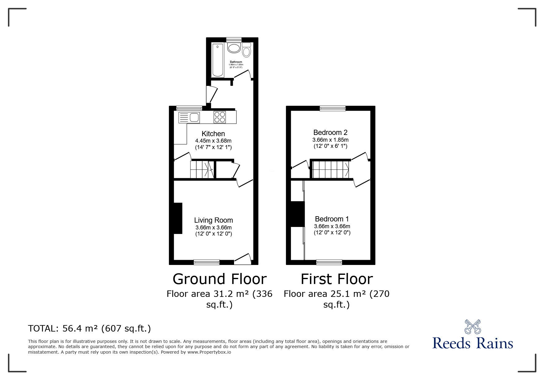 Floorplan of 2 bedroom Mid Terrace House for sale, Doncaster Road, Whitley, North Yorkshire, DN14