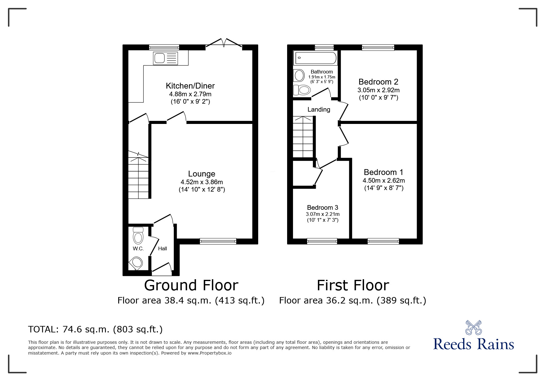 Floorplan of 3 bedroom Mid Terrace House for sale, Juniper Drive, Selby, North Yorkshire, YO8