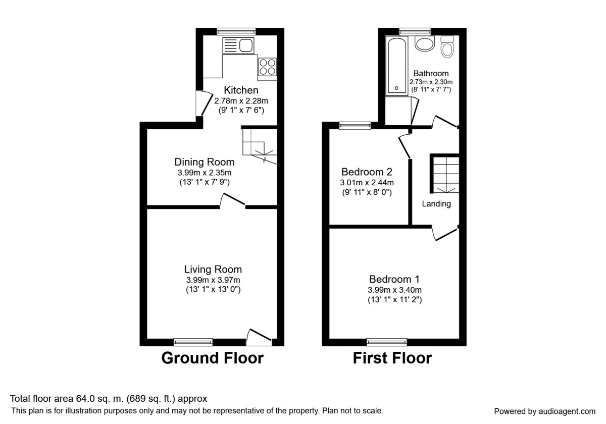 Floorplan of 2 bedroom Mid Terrace House to rent, Grafton Street, St. Helens, Merseyside, WA10