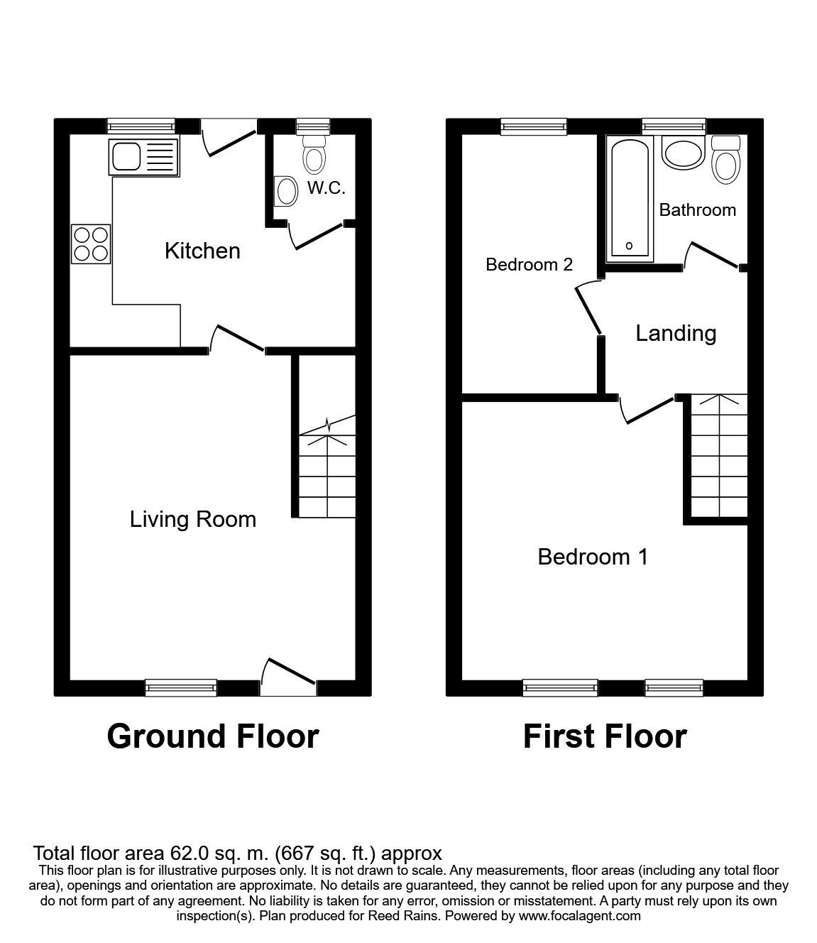 Floorplan of 2 bedroom Mid Terrace House to rent, Hall Street, St. Helens, Merseyside, WA10