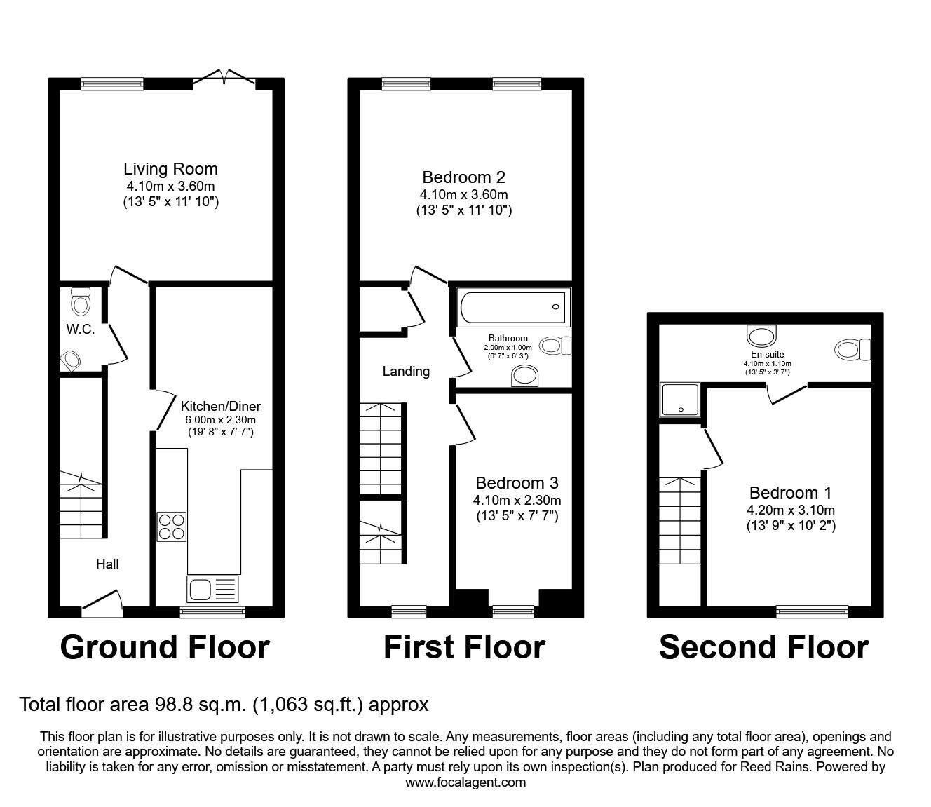 Floorplan of 3 bedroom  House to rent, Prescott Street, Golborne, Greater Manchester, WA3