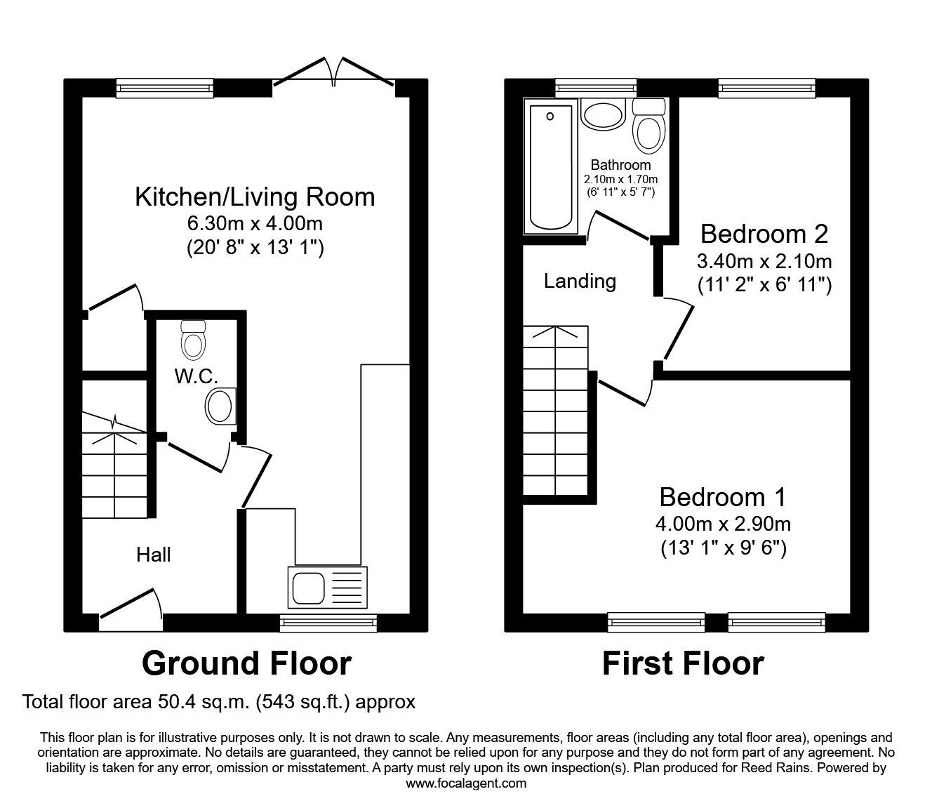 Floorplan of 2 bedroom End Terrace House to rent, Prescott Street, Golborne, Greater Manchester, WA3