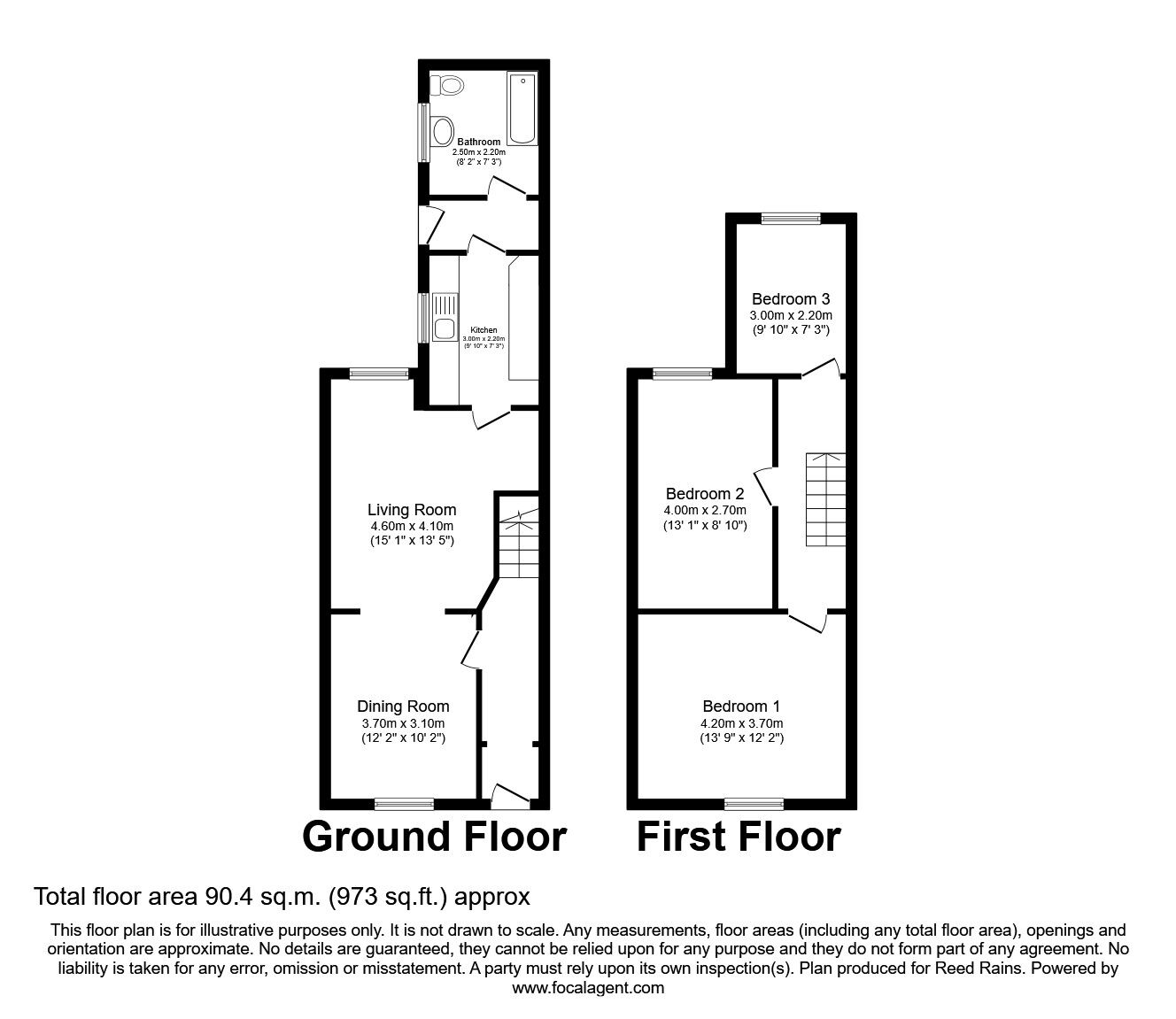 Floorplan of 3 bedroom  House to rent, Brynn Street, St. Helens, Merseyside, WA10