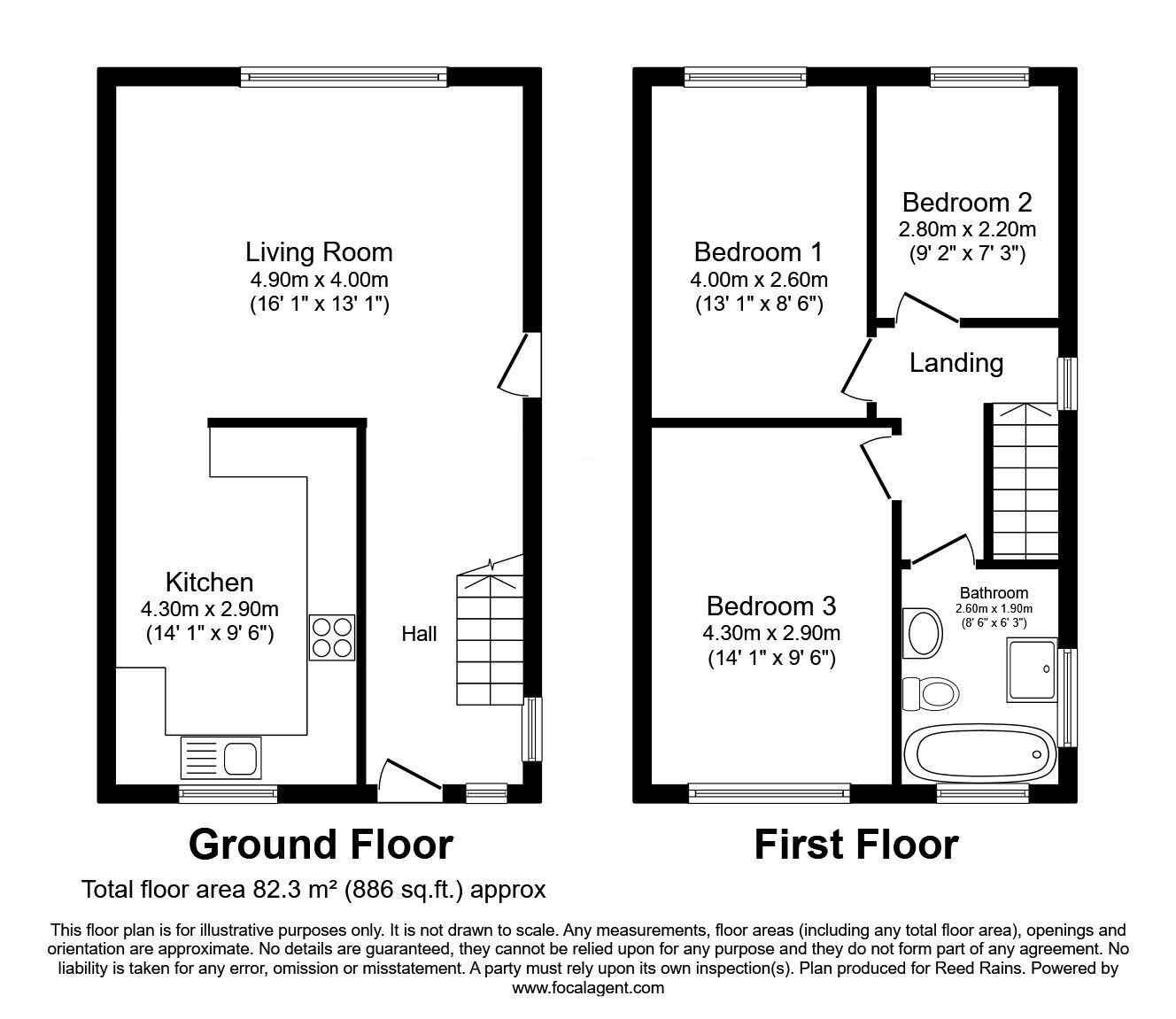 Floorplan of 3 bedroom Semi Detached House for sale, Camborne Road, Burtonwood, Cheshire, WA5