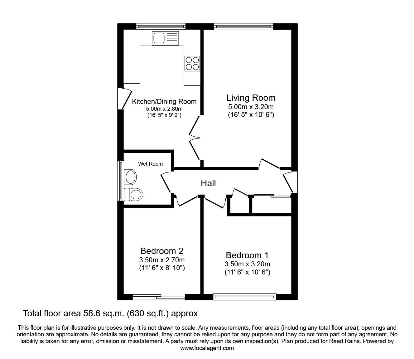 Floorplan of 2 bedroom Detached Bungalow for sale, Tyne Close, Thatto Heath, Merseyside, WA9