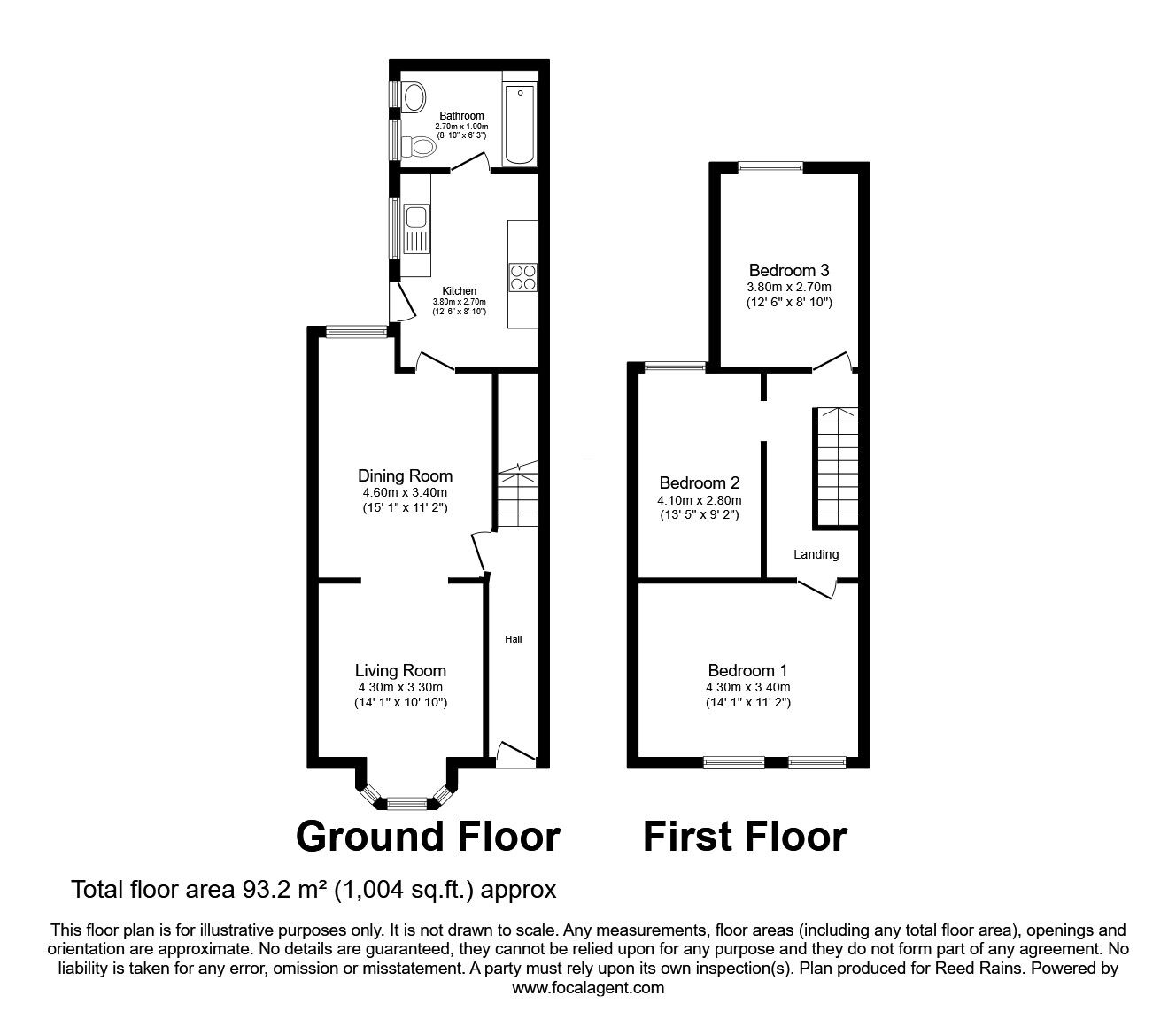 Floorplan of 3 bedroom Mid Terrace House for sale, Windleshaw Road, Dentons Green, Merseyside, WA10