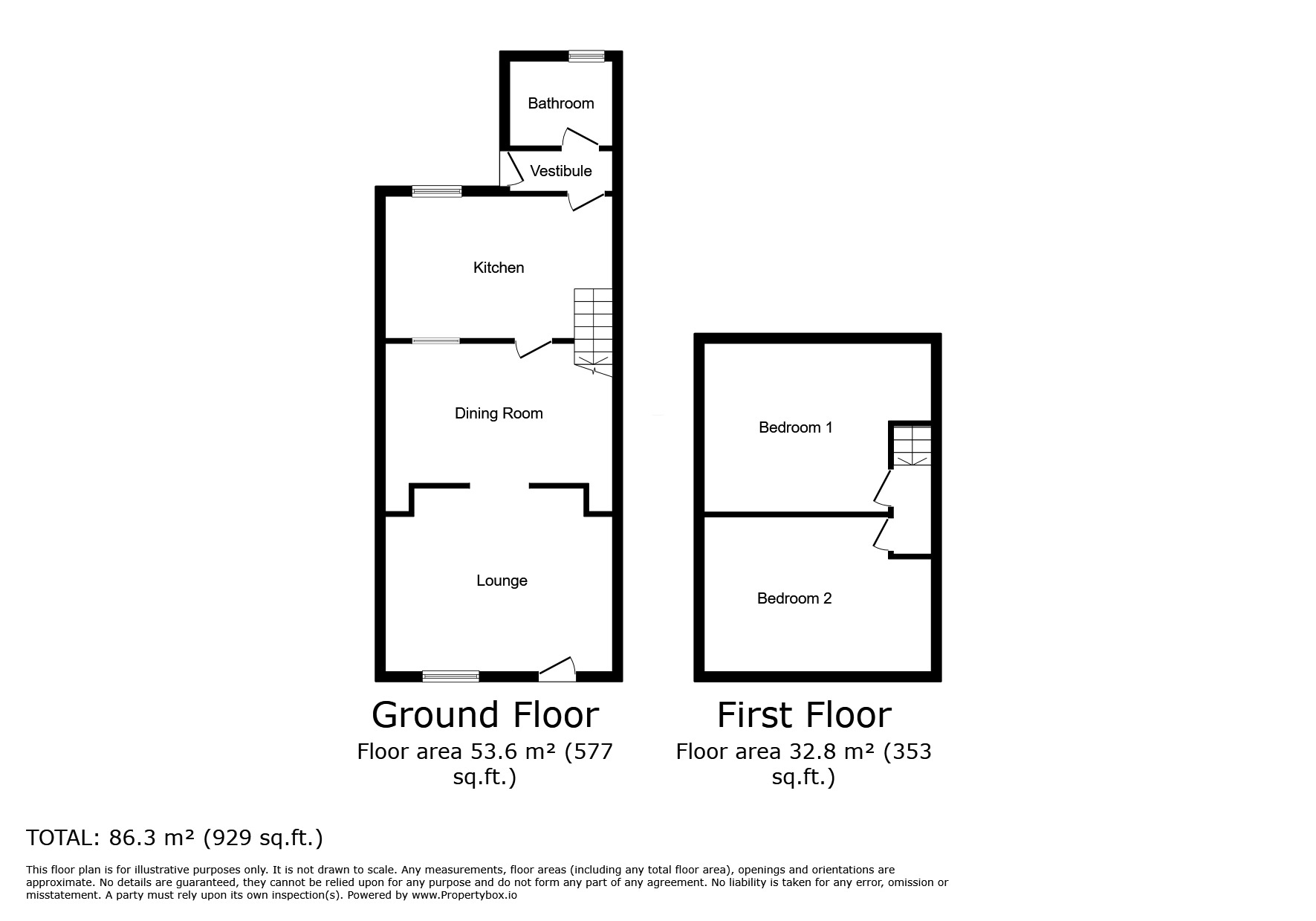 Floorplan of 2 bedroom Mid Terrace House for sale, Birchley Street, St. Helens, Merseyside, WA10