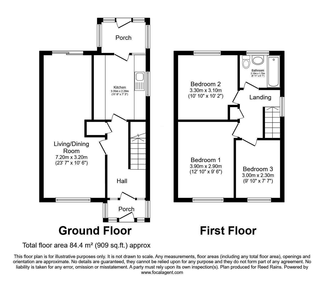 Floorplan of 3 bedroom Semi Detached House for sale, Redruth Avenue, St. Helens, Merseyside, WA11