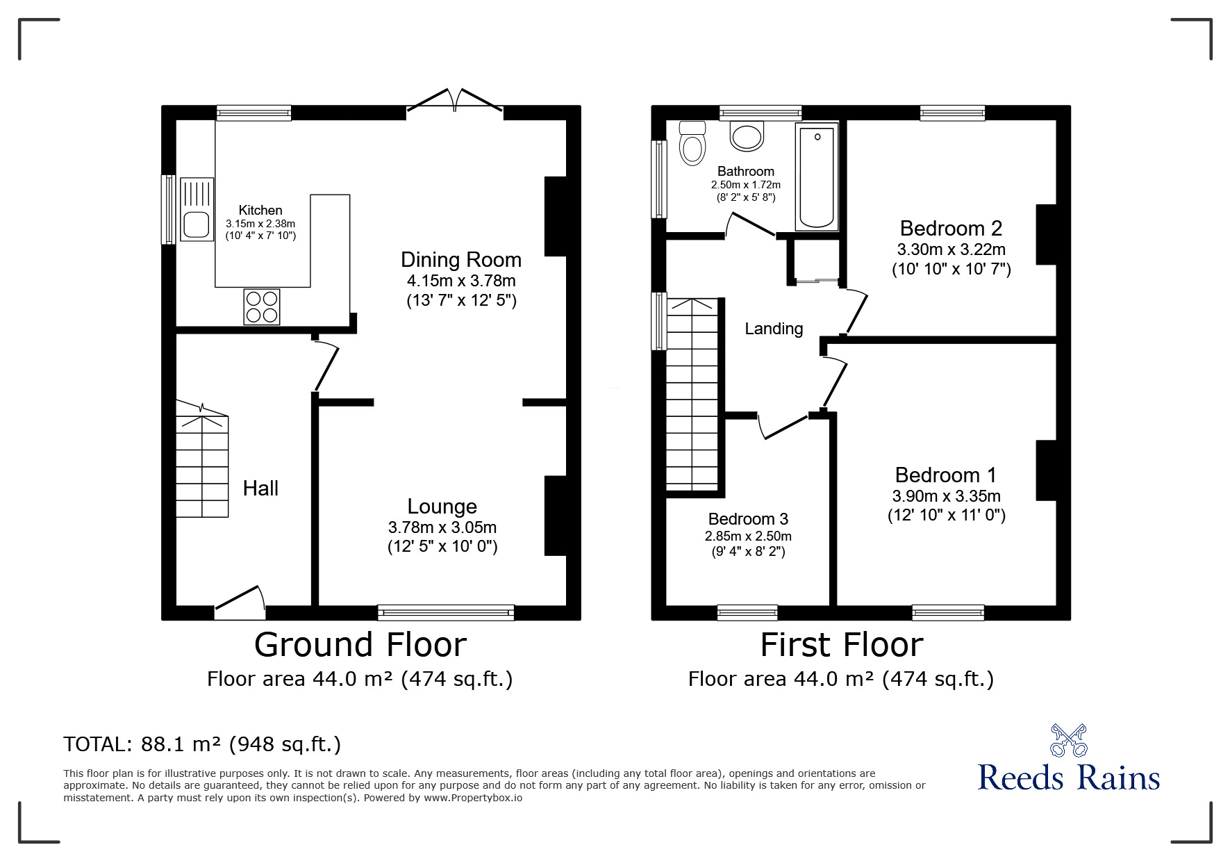 Floorplan of 3 bedroom Semi Detached House for sale, Hillside Avenue, St. Helens, Merseyside, WA10