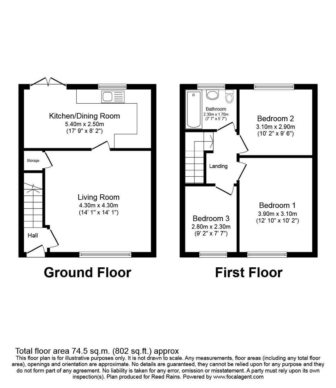 Floorplan of 3 bedroom Mid Terrace House for sale, Legion Road, St. Helens, Merseyside, WA10