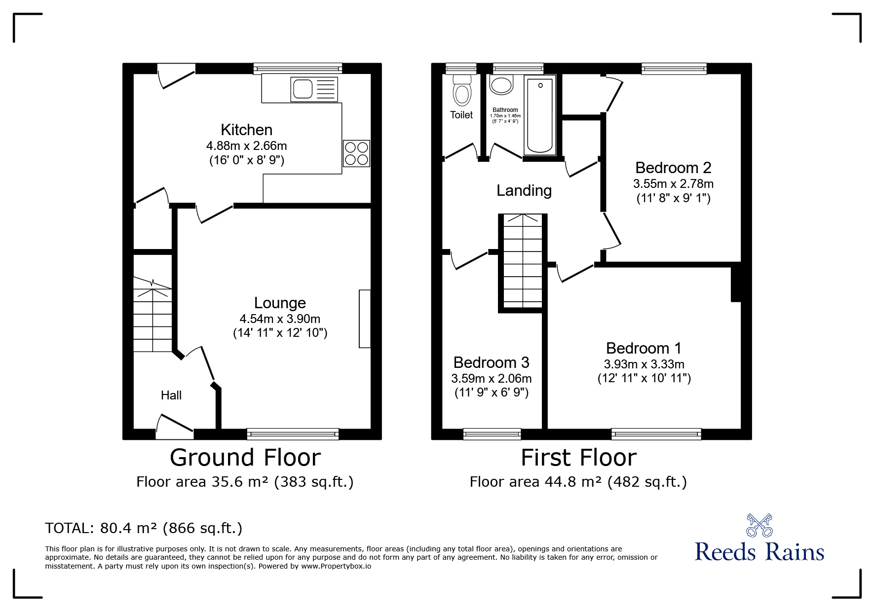 Floorplan of 3 bedroom Mid Terrace House to rent, Chiltern Road, Warrington, Cheshire, WA2