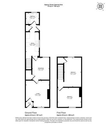 Floorplan of 2 bedroom End Terrace House to rent, Pitt Street, St. Helens, Merseyside, WA9