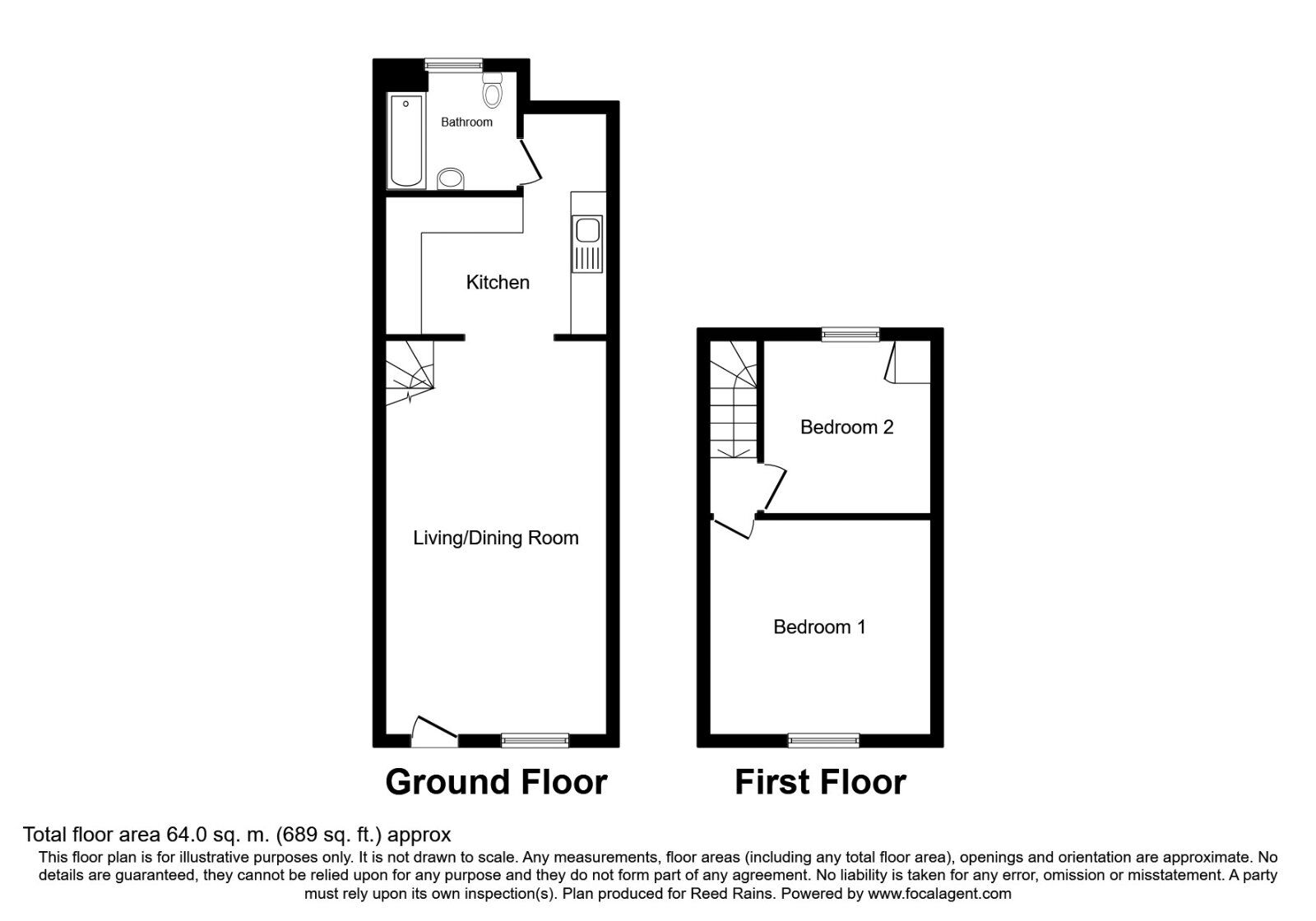 Floorplan of 2 bedroom Mid Terrace House for sale, Gladstone Street, St. Helens, Merseyside, WA10