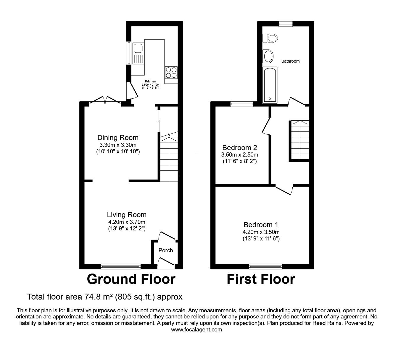 Floorplan of 2 bedroom Mid Terrace House for sale, Windleshaw Road, Dentons Green, St. Helens, WA10