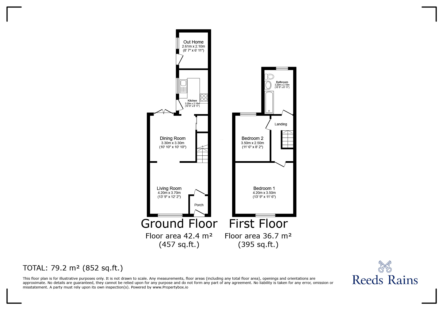 Floorplan of 2 bedroom Mid Terrace House for sale, Windleshaw Road, Dentons Green, St. Helens, WA10