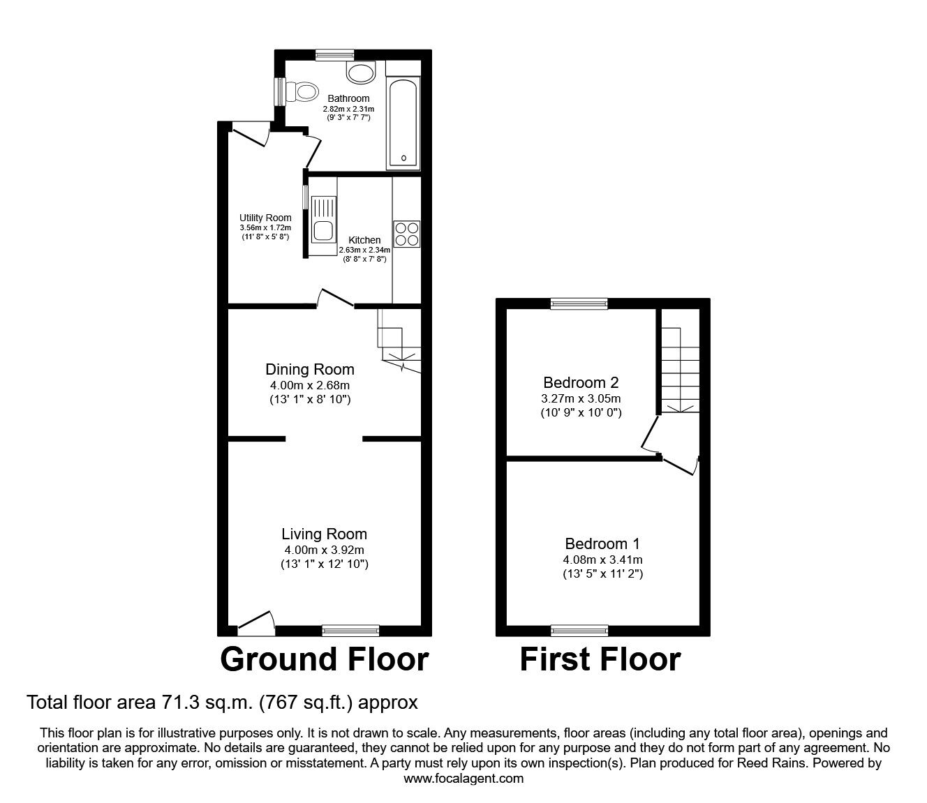 Floorplan of 2 bedroom Mid Terrace House to rent, Exeter Street, St. Helens, Merseyside, WA10