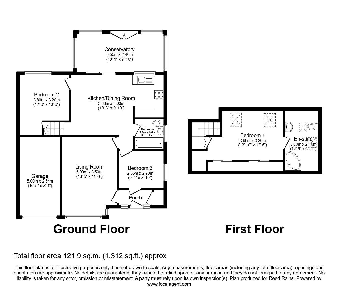 Floorplan of 2 bedroom Semi Detached Bungalow for sale, Camborne Road, Burtonwood, Cheshire, WA5