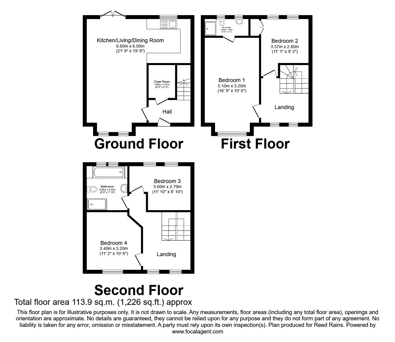 Floorplan of 4 bedroom Mid Terrace House for sale, Butts Green, Westbrook, Cheshire, WA5